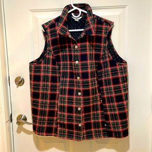 CJ Banks Quilted Plaid Vest 3X